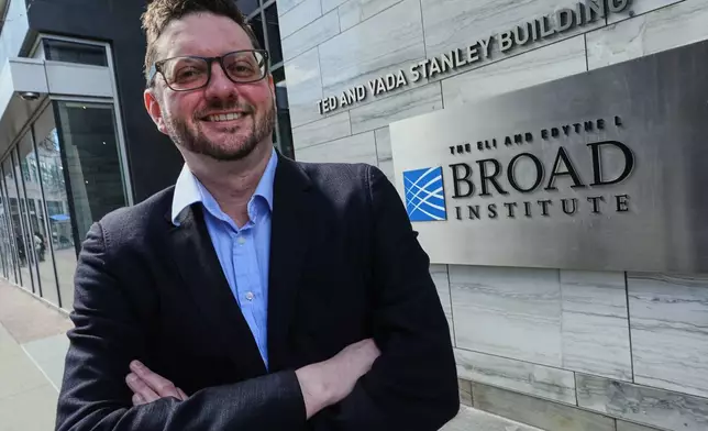 Benjamin Neale, co-director of the Stanley Center for Psychiatric Research, poses for a portrait at the Broad Institute, Tuesday, March 17, 2026, in Cambridge, Mass. (AP Photo/Charles Krupa)