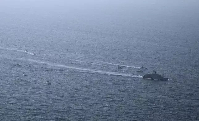 In this image provided by Sepahnews of the Iranian Revolutionary Guard on Feb. 16, 2026, shows the Iranian Revolutionary Guard's drill in the Persian Gulf on Monday, Feb. 16, 2026. (Sepahnews via AP)