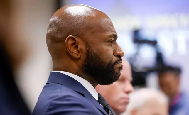 Former Fulton County special prosecutor Nathan Wade testifies at a Senate Special Committee on Investigations Subcommittee hearing at the Capitol in Atlanta, Friday, March 13, 2026. (Arvin Temkar/Atlanta Journal-Constitution via AP)