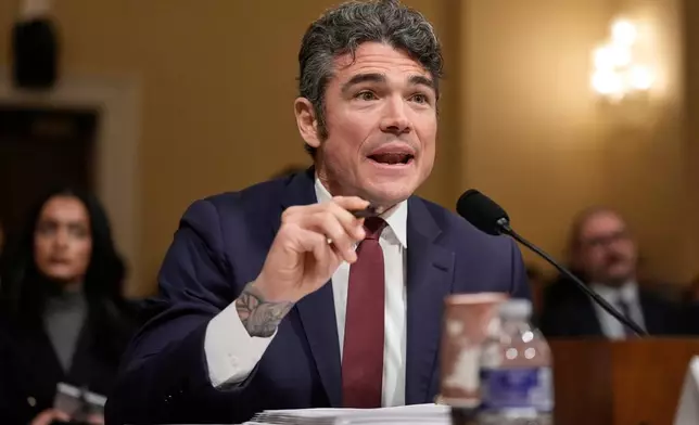 FILE - Joseph Kent, director of the National Counterterrorism Center, speaks during the House Committee on Homeland Security on Capitol Hill in Washington, Dec. 11, 2025. (AP Photo/Mark Schiefelbein, File)