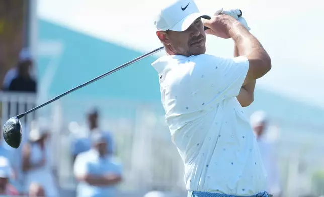 Brooks Koepka hits from the 18th tee during the final round of the Cognizant Classic golf tournament, Sunday, March 1, 2026, in Palm Beach Gardens, Fla. (AP Photo/Marta Lavandier)
