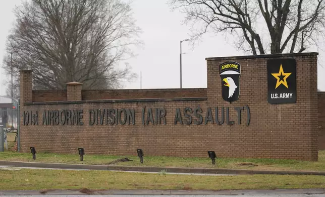 Fort Campbell Army installation is seen Monday, March 2, 2026, in Oak Grove, Ky. (AP Photo/George Walker IV)