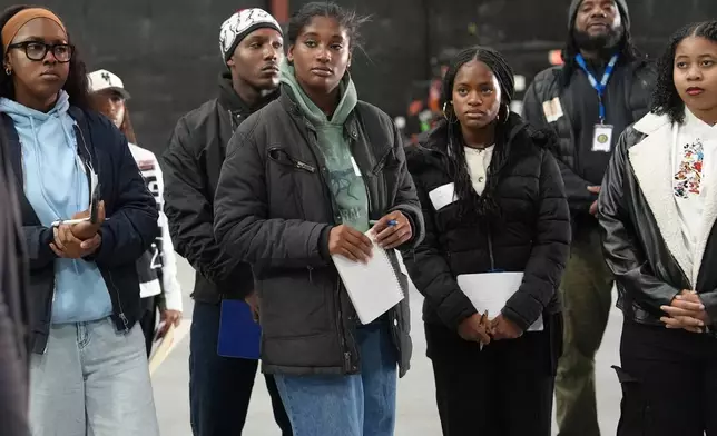A group of college students tour Shadowbox Studios, Wednesday, Nov. 12, 2025, in Atlanta. (AP Photo/Emilie Megnien)