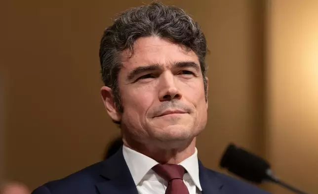 FILE - Joseph Kent, director of the National Counterterrorism Center, appears before the House Committee on Homeland Security on Capitol Hill in Washington, Dec. 11, 2025. (AP Photo/Mark Schiefelbein, File)