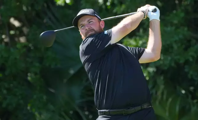 Shane Lowry of Ireland hits from the third tee during the final round of the Cognizant Classic golf tournament, Sunday, March 1, 2026, in Palm Beach Gardens, Fla. (AP Photo/Marta Lavandier)