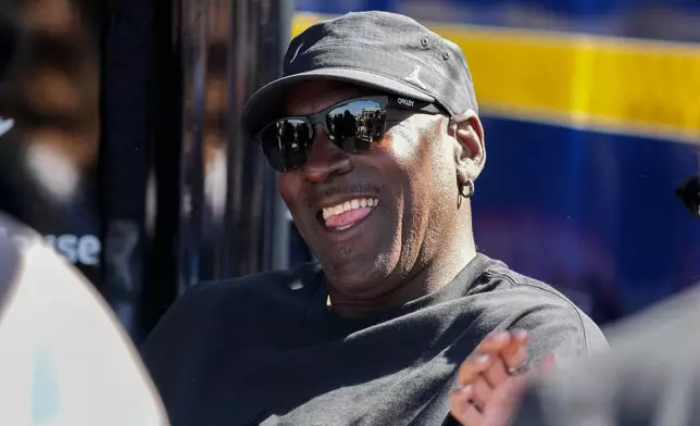 Michael Jordan part owner of 23XI Racing before a NASCAR Cup Series auto race at Phoenix Raceway, Sunday, March 8, 2026, in Avondale, Ariz. (AP Photo/Darryl Webb)