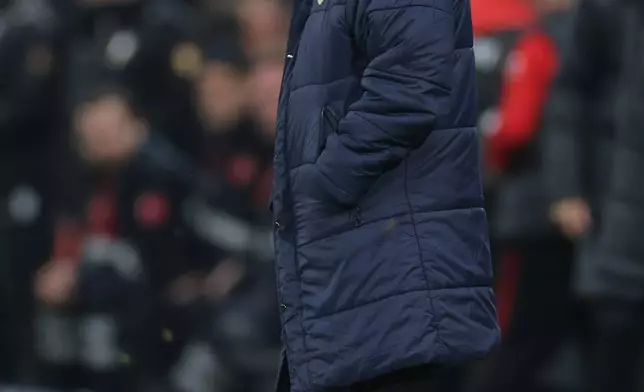 Romania's head coach Mircea Lucescu follows the action during the 2026 World Cup playoff semifinal soccer match between Turkey and Romania, in Istanbul, Turkey, Thursday, March 26, 2026. (AP Photo)