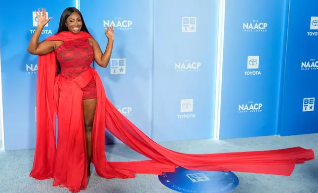 Kendra G arrives at the 57th NAACP Image Awards on Saturday, Feb. 28, 2026, in Pasadena, Calif. (AP Photo/Chris Pizzello)
