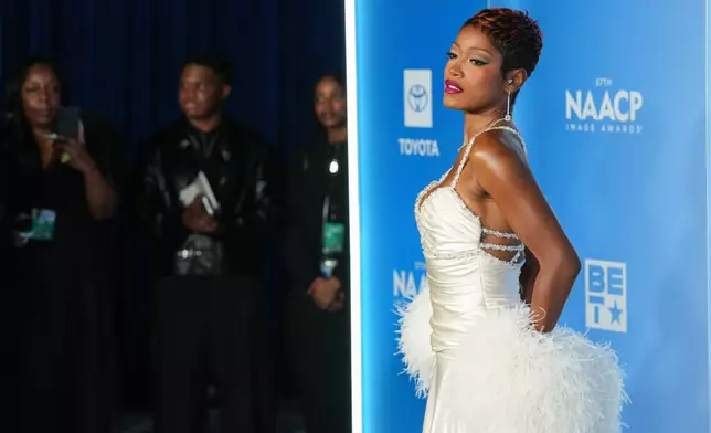 Keke Palmer arrives at the 57th NAACP Image Awards on Saturday, Feb. 28, 2026, in Pasadena, Calif. (AP Photo/Chris Pizzello)