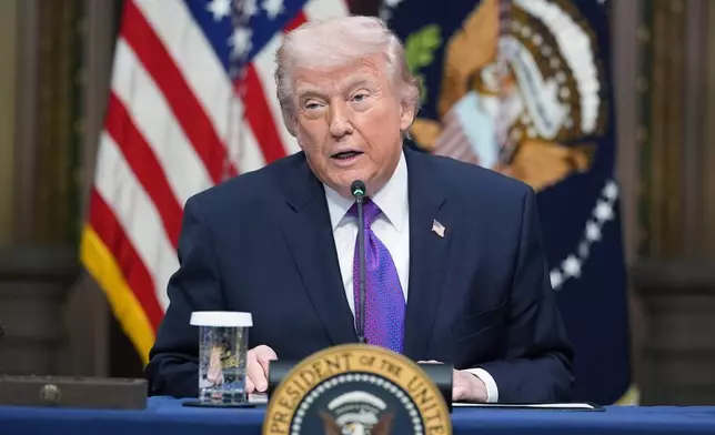 President Donald Trump speaks during an event about the Ratepayer Protection Pledge, in the Indian Treaty Room of the Eisenhower Executive Office Building on the White House complex, Wednesday, March 4, 2026, in Washington. (AP Photo/Jacquelyn Martin)