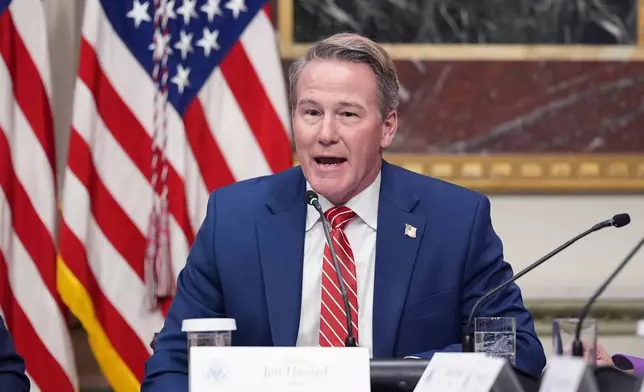 Sen. Jon Husted, R-Ohio, speaks during an event about the Ratepayer Protection Pledge, in the Indian Treaty Room of the Eisenhower Executive Office Building on the White House complex, Wednesday, March 4, 2026, in Washington. (AP Photo/Jacquelyn Martin)