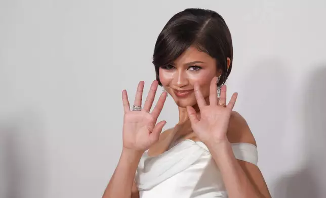 Zendaya arrives at the premiere of "The Drama" on Tuesday, March 17, 2026, at DGA Theater Complex in Los Angeles. (AP Photo/Chris Pizzello)