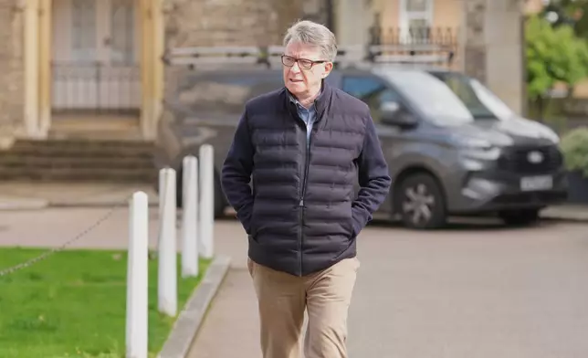 Peter Mandelson, the former U.K. ambassador to the United States, leaves his house in London, Tuesday, March 10, 2026. (AP Photo/Kin Cheung)