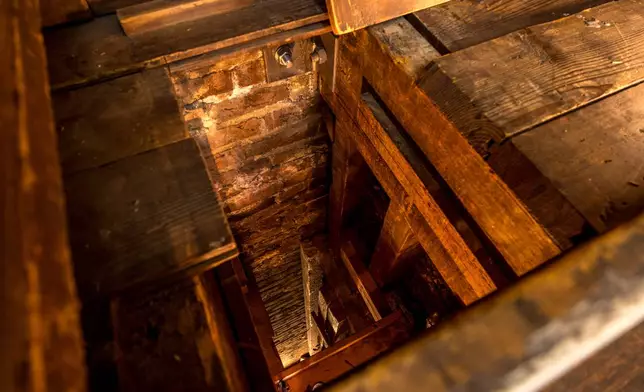 A passageway, believed to have been used as part of the Underground Railroad, is hidden in the base of a dresser inside the Merchant’s House Museum in New York on Feb. 19, 2026. (Max Touhey/Merchant's House Museum via AP)