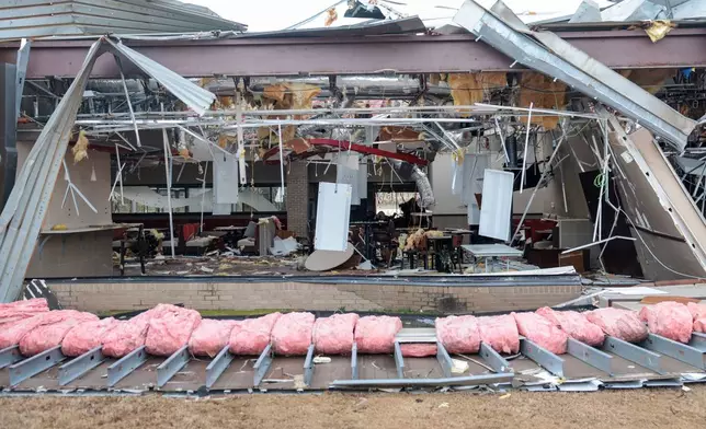 The Tulsa Tech Peoria Campus damaged by a Friday night storm is shown Saturday, March 7, 2026 in Tulsa, Okla. (Mike Simons /Tulsa World via AP)