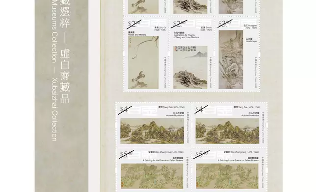 Hongkong Post will launch a special stamp issue and associated philatelic products on the theme of "Hong Kong Museums Collection - Xubaizhai Collection" on March 24 (Tuesday). Photo shows the mini-pane. Source: HKSAR Government Press Releases