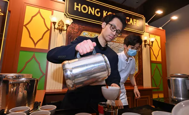 Hong Kong signature food booths are set up at the venue of the Wealth for Good in Hong Kong Summit, allowing attendees from around the world to taste local delicacies during the networking sessions today (March 24). Source: HKSAR Government Press Releases