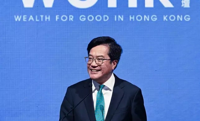 The Deputy Financial Secretary, Mr Michael Wong, delivers welcome remarks at the Wealth for Good in Hong Kong Summit 2026 today (March 24). Source: HKSAR Government Press Releases