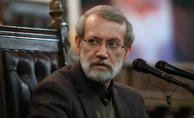 FILE - Parliament Speaker Ali Larijani gives a press conference in Tehran, Iran, Dec. 1, 2019. (AP Photo/Vahid Salemi, File)