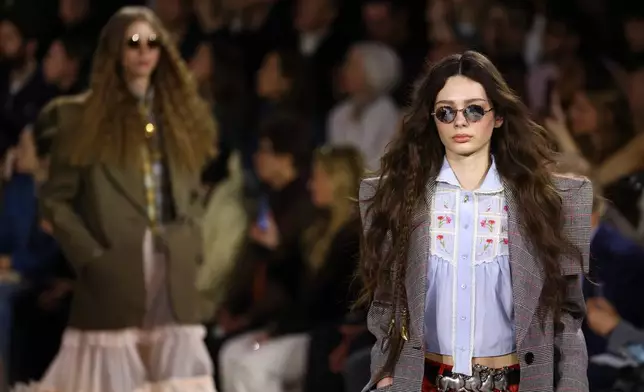A model wears a creation from the Chloe Fall/Winter 2026-2027 Women's collection presented in Paris, Thursday, March 5, 2026. (AP Photo/Tom Nicholson)