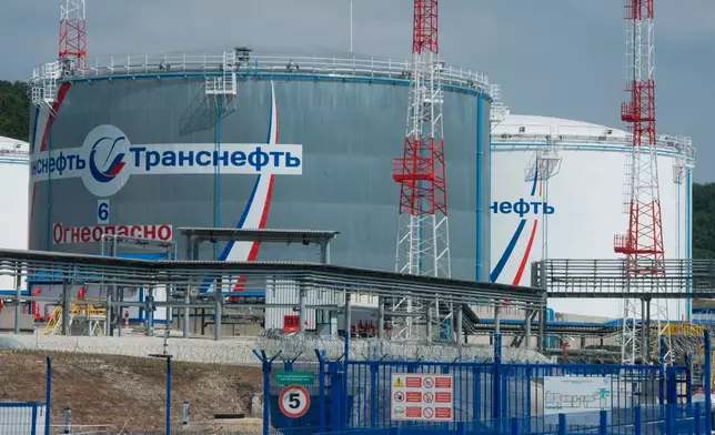 FILE - The Sheskharis oil terminal in Novorossiisk, in southern Russia, is seen on Thursday, Aug. 20, 2015. (Sergei Guneyev, Sputnik, Kremlin Pool Photo via AP, File)