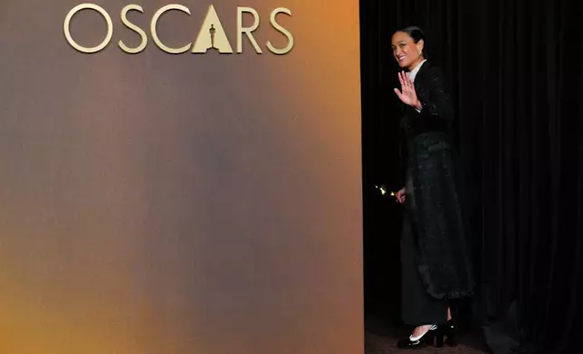 Autumn Durald Arkapaw, winner of the award for cinematography for "Sinners," poses in the press room at the Oscars on Sunday, March 15, 2026, at the Dolby Theatre in Los Angeles. (Photo by Jordan Strauss/Invision/AP)