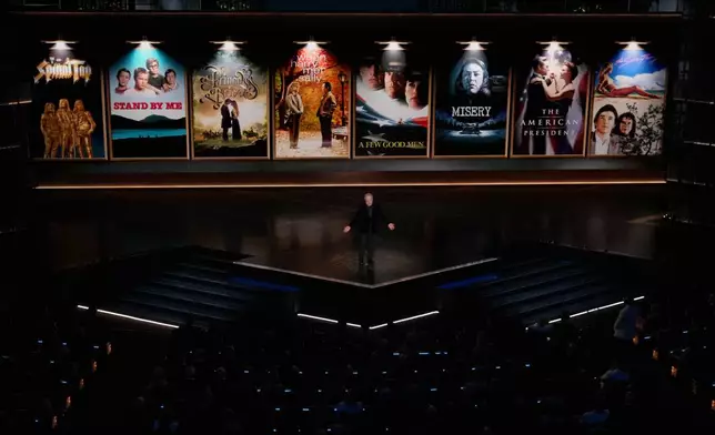 Billy Crystal presents a tribute about Rob Reiner and Michelle Singer Reiner during the Oscars on Sunday, March 15, 2026, at the Dolby Theatre in Los Angeles. (AP Photo/Chris Pizzello)