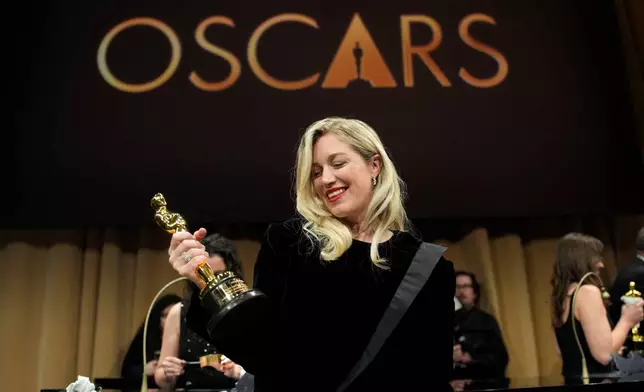 Sara Murphy, winner of the award for best picture for "One Battle After Another," attends the Governors Ball after the Oscars on Sunday, March 15, 2026, in Los Angeles. (AP Photo/John Locher)