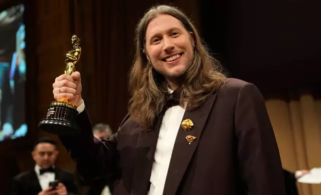 Ludwig Goransson, winner of the award for music (original score) for "Sinners," attends the Governors Ball after the Oscars on Sunday, March 15, 2026, in Los Angeles. (AP Photo/John Locher)