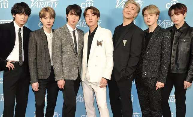 FILE - Korean pop band BTS attends the 2019 Variety's Hitmakers Brunch in West Hollywood, Calif., on Dec. 7, 2019.(Photo by Richard Shotwell/Invision/AP, File)