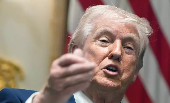 President Donald Trump speaks during a Cabinet meeting at the White House, Thursday, March 26, 2026, in Washington. (AP Photo/Alex Brandon)