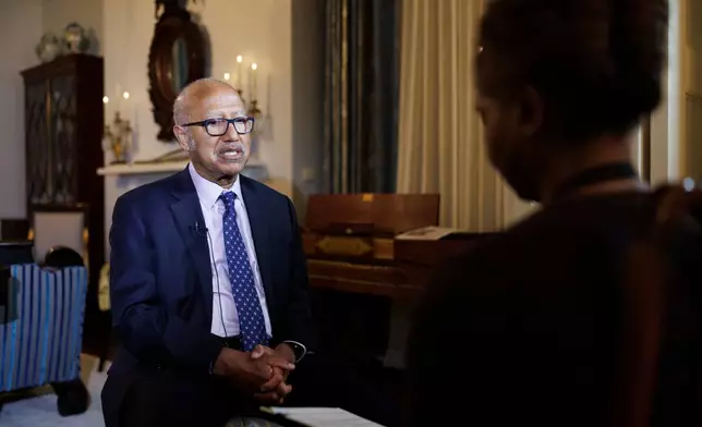 John Wrory Ficklin speaks during an interview with the Associated Press inside the Decatur House at the White House Historical Society, Feb. 18, 2026, in Washington. (AP Photo/Tom Brenner)