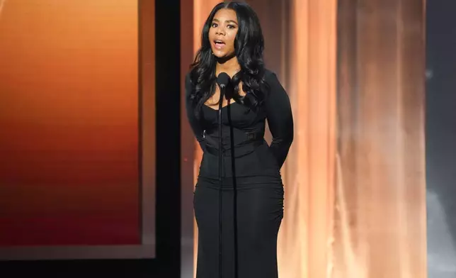 Regina Hall presents the award for outstanding breakthrough performance in a motion picture during the 57th NAACP Image Awards on Saturday, Feb. 28, 2026, in Pasadena, Calif. (AP Photo/Chris Pizzello)