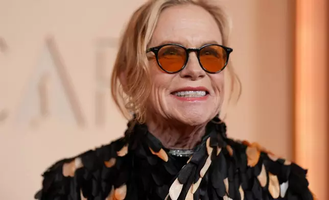 Amy Madigan arrives at the Oscars on Sunday, March 15, 2026, at the Dolby Theatre in Los Angeles. (Photo by Richard Shotwell/Invision/AP)