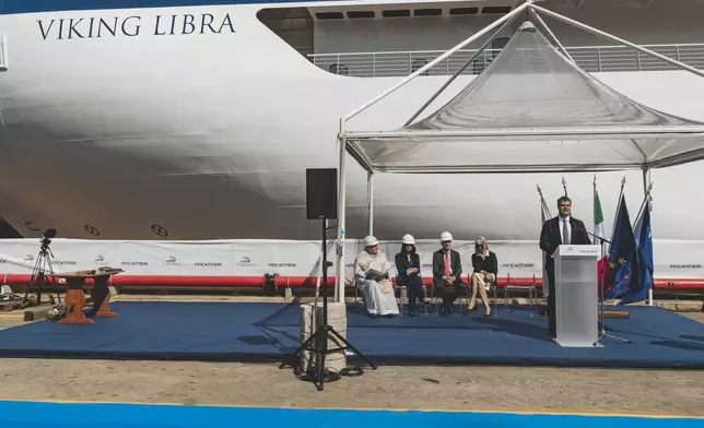 Pictured during the float out ceremony, Enrico Prunotto, Viking’s Senior Vice President of Ocean Passenger Operation, who thanked the shipyard on behalf of Viking. For more information, visit www.viking.com.