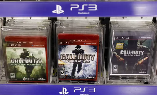 FILE - Three versions of Activision's Call Of Duty games are seen on sale at Best Buy, in Mountain View, Calif., Wednesday, Aug. 3, 2011. (AP Photo/Paul Sakuma, File)