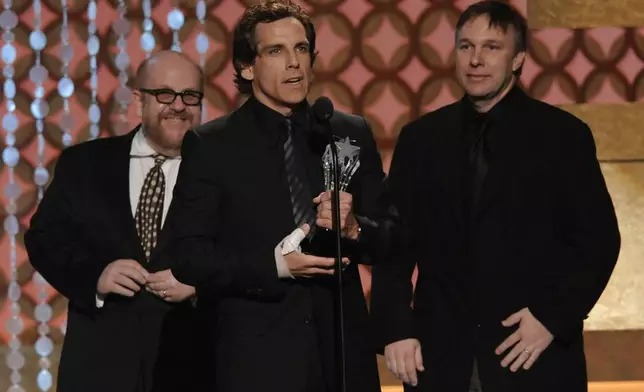 FILE - Ben Stiller accepts the awards for best comedy for "Tropic Thunder" at the 14th Annual Critics' Choice Awards, Thursday Jan. 8, 2009, in Santa Monica, Calif. (AP Photo/Chris Pizzello, File)