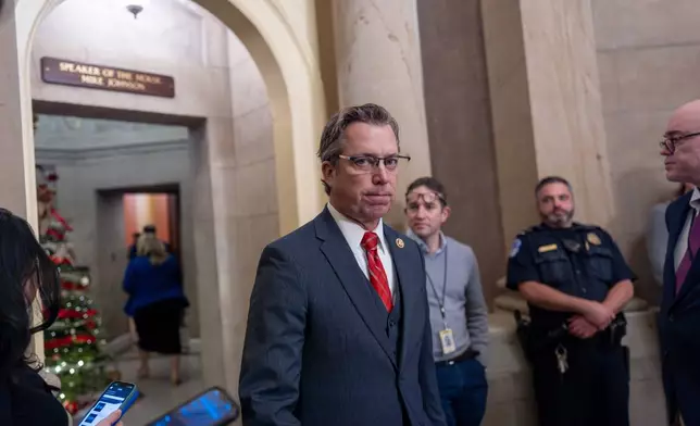 FILE - Rep. Andy Ogles, R-Tenn., arrives for a meeting with Speaker of the House Mike Johnson, R-La., at the Capitol in Washington, Dec. 20, 2024. (AP Photo/J. Scott Applewhite, File)