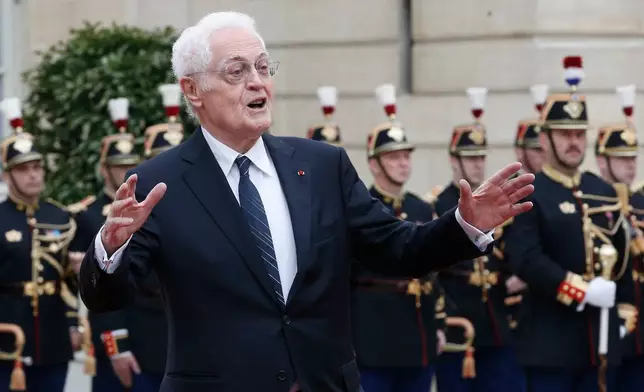 FILE - Former French Prime Minister Lionel Jospin arrives at the Elysee Palace Sunday, May 14, 2017 in Paris. (AP Photo/Thibault Camus, File)
