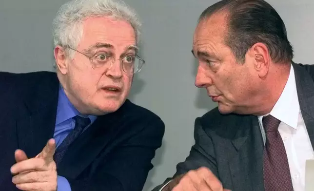 FILE - French Prime Minister Lionel Jospin, left, and French President Jacques Chirac, during a news conference at the EU summit in Luxembourg on Saturday December 13, 1997. (AP Photo/Laurent Rebours, File)