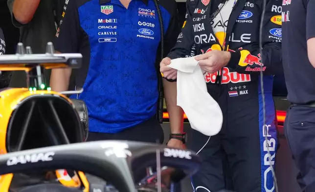 Red Bull driver Max Verstappen of the Netherlands prepares for the first practice session for the Australian Formula One Grand Prix at Albert Park, in Melbourne, Australia, Friday, March 6, 2026. (AP Photo/Asanka Brendon Ratnayake)