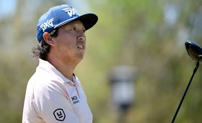 David Lipsky watches his tee shot of the first hole during the final round of the Valspar Championship golf tournament Sunday, March 22, 2026, in Palm Harbor, Fla. (AP Photo/Jason Behnken)