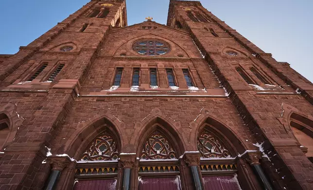 Cathedral of Saints Peter and Paul, which serves as the home church of the Roman Catholic Diocese of Providence, is seen Tuesday Feb. 24, 2026, in Providence, R.I. (AP Photo/Charles Krupa)