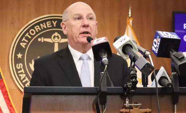 Church abuse survivor Dr. Herbert Brennan speaks during a press conference at the Rhode Island Attorney General's Office in Providence, R.I., on Wednesday, March 4, 2026. (AP Photo/Leah Willingham)