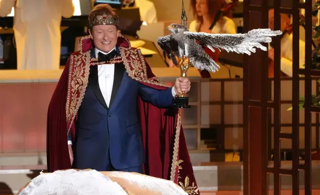 Host Conan O'Brien performs during the Oscars on Sunday, March 15, 2026, at the Dolby Theatre in Los Angeles. (AP Photo/Chris Pizzello)