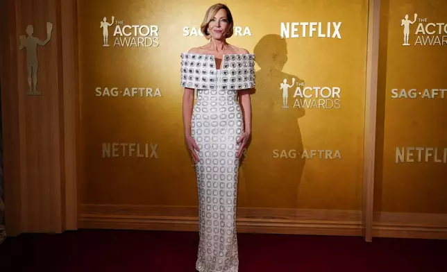 Allison Janney arrives at the 32nd Annual Actor Awards on Sunday, March 1, 2026, at the Shrine Auditorium and Expo Hall in Los Angeles. (Photo by Jordan Strauss/Invision/AP)