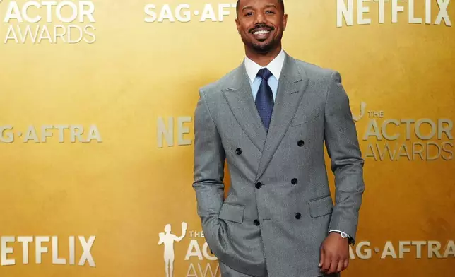 Michael B. Jordan arrives at the 32nd Annual Actor Awards on Sunday, March 1, 2026, at the Shrine Auditorium and Expo Hall in Los Angeles. (Photo by Richard Shotwell/Invision/AP)