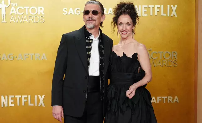 Ethan Hawke, left, and Ryan Hawke arrive at the 32nd Annual Actor Awards on Sunday, March 1, 2026, at the Shrine Auditorium and Expo Hall in Los Angeles. (Photo by Richard Shotwell/Invision/AP)