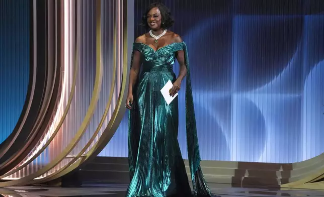 Viola Davis presents the award for outstanding performance by a male actor in a leading role during the 32nd Annual Actor Awards on Sunday, March 1, 2026, at the Shrine Auditorium and Expo Hall in Los Angeles. (AP Photo/Chris Pizzello)