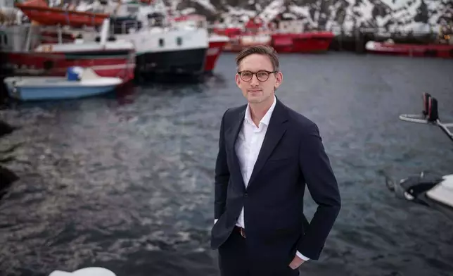 Toke Binzer, CEO of Royal Greenland, poses for photo at the harbor of Nuuk, Greenland, on Thursday, Jan. 22, 2026. (AP Photo/Evgeniy Maloletka)